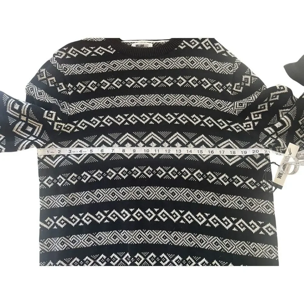 William Rast Men's‎ Cotton Black White Sweater Large NWT MSRP$99